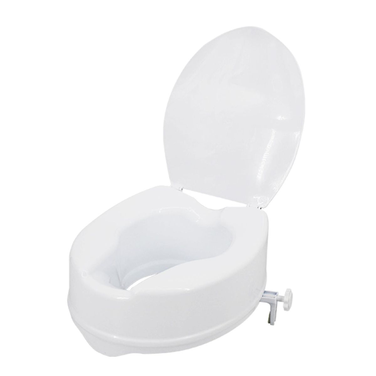 Raised Toilet Seat with Lid 300 Lbs Heavy Duty Elevated Toilet Seat with Tightening Clamps Raised Toilet Seats for Most Elongated Toilets (White, 6 Inches)