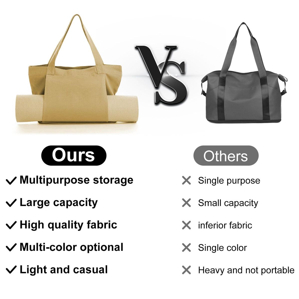 Gym Bag Portable Yoga Mat Storage Bag Apricot