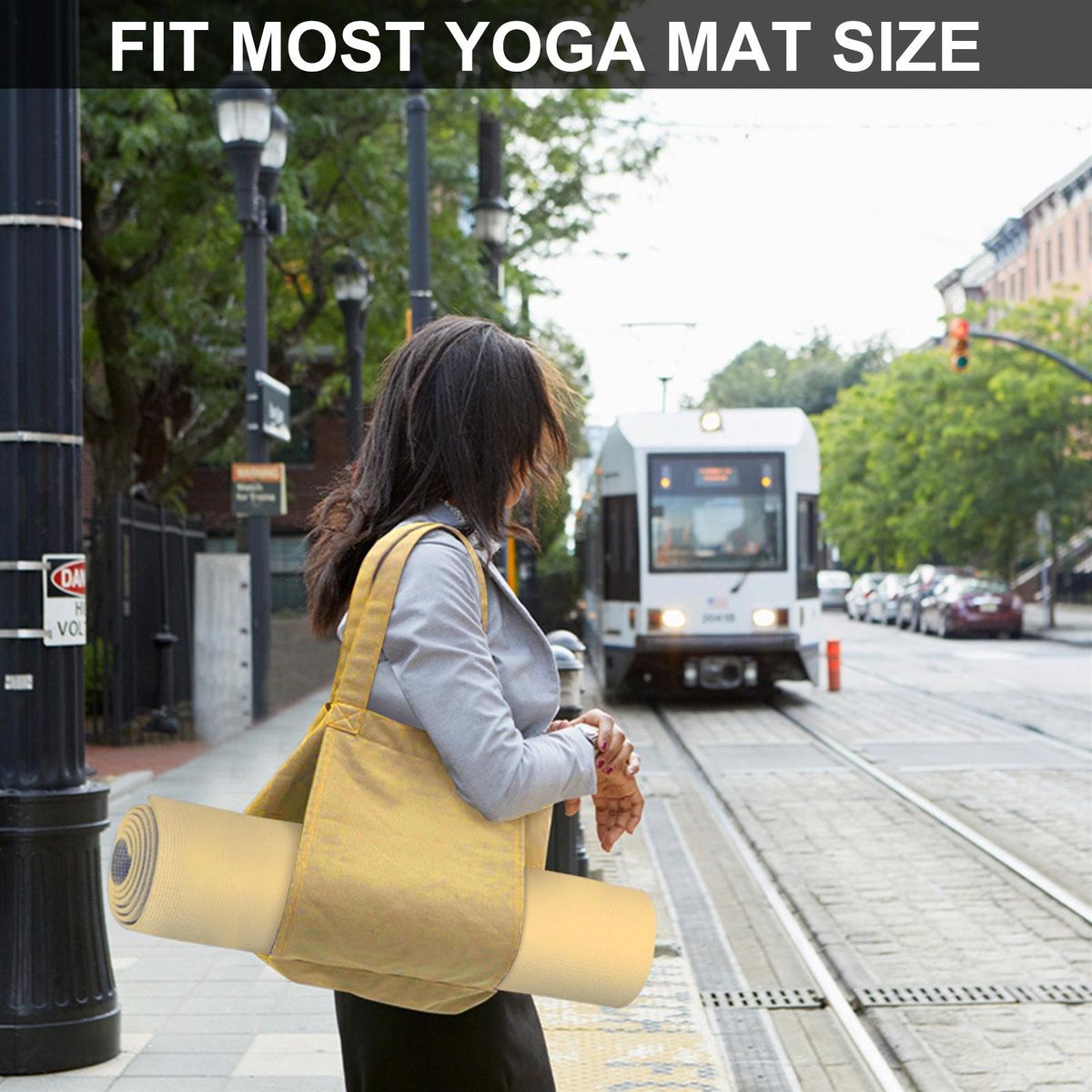 Gym Bag Portable Yoga Mat Storage Bag Apricot