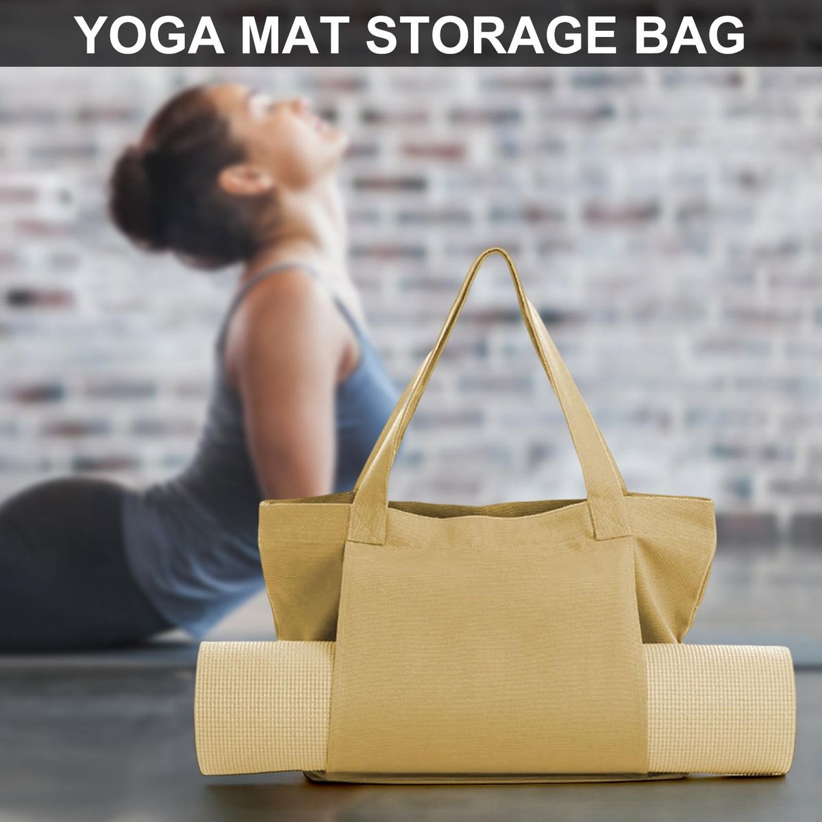 Gym Bag Portable Yoga Mat Storage Bag Apricot