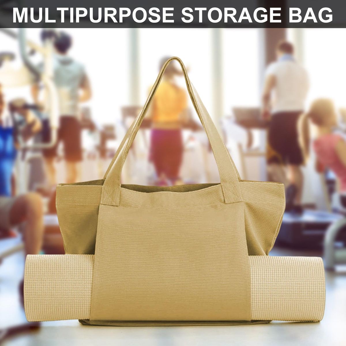 Gym Bag Portable Yoga Mat Storage Bag Apricot