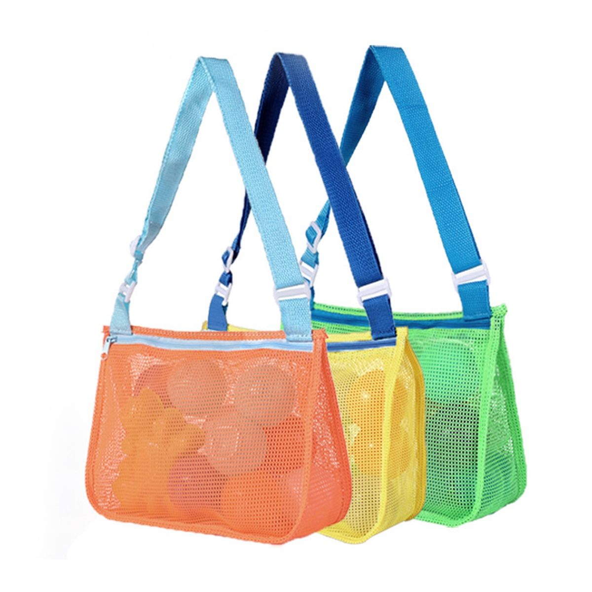 4 Pcs Beach Toys Shell Bags, Beach Bag ,Mesh Beach Bags