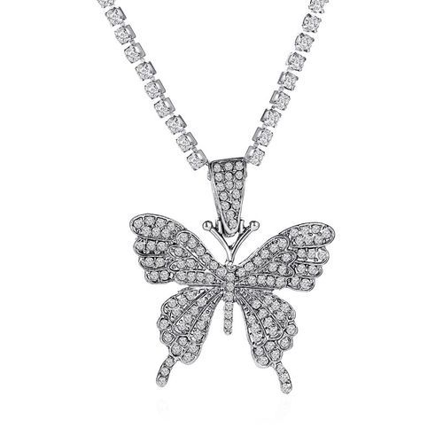 Butterfly Pendant Necklace Set - Double Layer