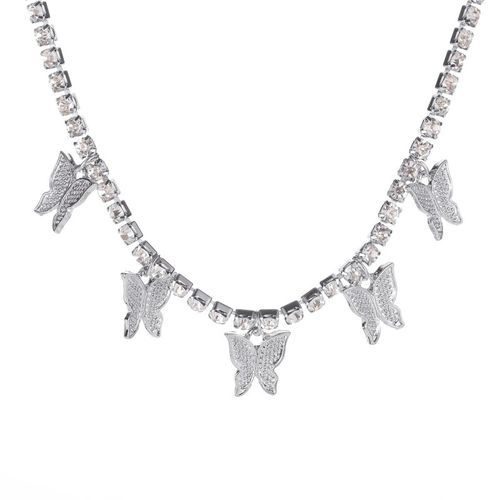 Butterfly Pendant Necklace Set - Double Layer
