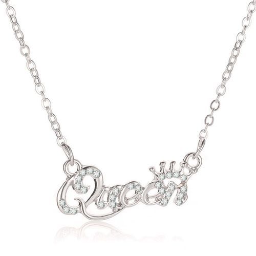 Queen Letter Pendant Clavicle Necklace - Silver