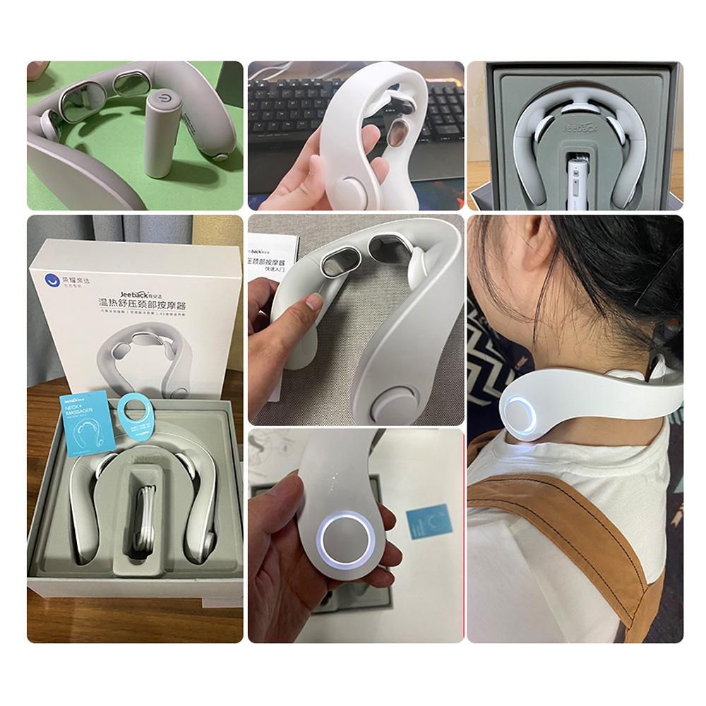 Jeeback G5 Electric Cordless Neck Massager TENS Pulse Relieve Neck Pain 4 Modes 8 Intensity Heating Hot Compress Correct Bad Posture Cervical Massage Health Care APP Control