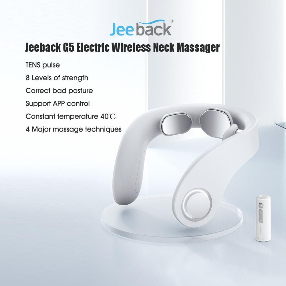 Jeeback G5 Electric Cordless Neck Massager TENS Pulse Relieve Neck Pain 4 Modes 8 Intensity Heating Hot Compress Correct Bad Posture Cervical Massage Health Care APP Control