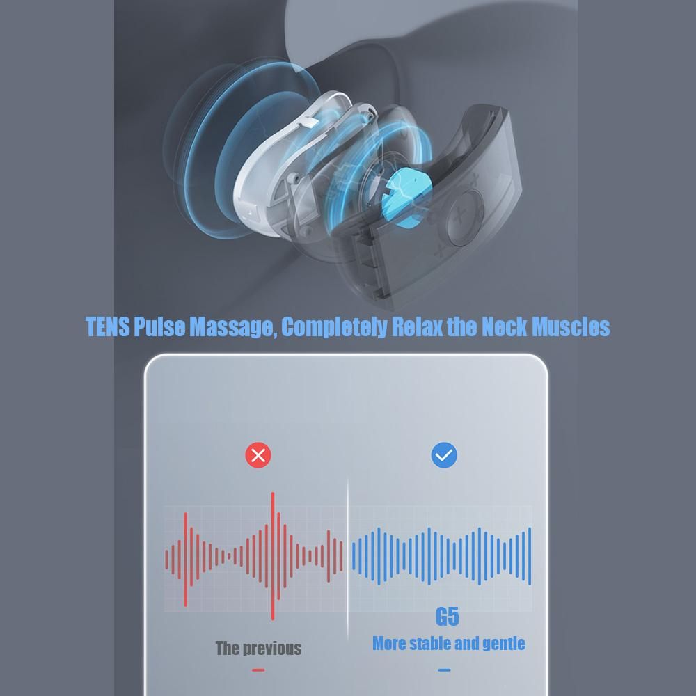 Jeeback G5 Electric Cordless Neck Massager TENS Pulse Relieve Neck Pain 4 Modes 8 Intensity Heating Hot Compress Correct Bad Posture Cervical Massage Health Care APP Control