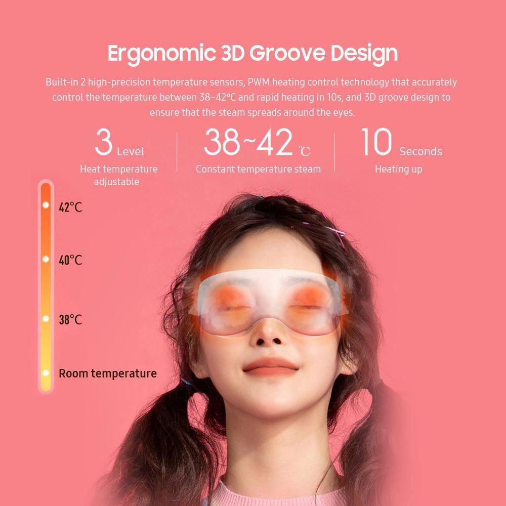 Hipee Smart Steam Eye Mask Portable Rechargeable Eye Heat Mask Eye Mask with Warm/Cool Modes for Relax and Reduce Eye Strain Dark Circles Eye Bags Dry Eye Improve Sleep