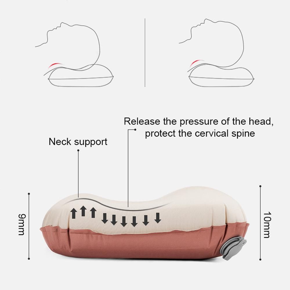 Outdoor Camping Pillow 3D Sponge Inflatable Pillow Ultralight Portable Home Office Sleeping Pillow Travel Air Pillow Automatic Inflation Neck Pillow
