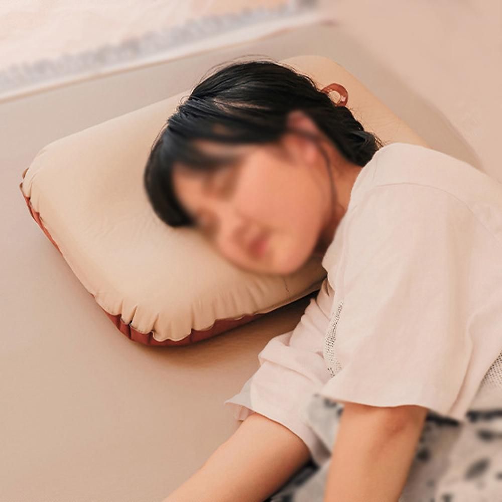 Outdoor Camping Pillow 3D Sponge Inflatable Pillow Ultralight Portable Home Office Sleeping Pillow Travel Air Pillow Automatic Inflation Neck Pillow