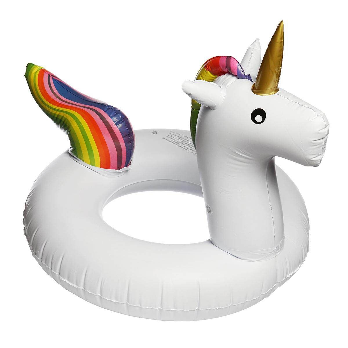 311878462178 Inflatable Flamingo Unicorn Swim Ring Float Raft Seat Swimming Pool (White) White
