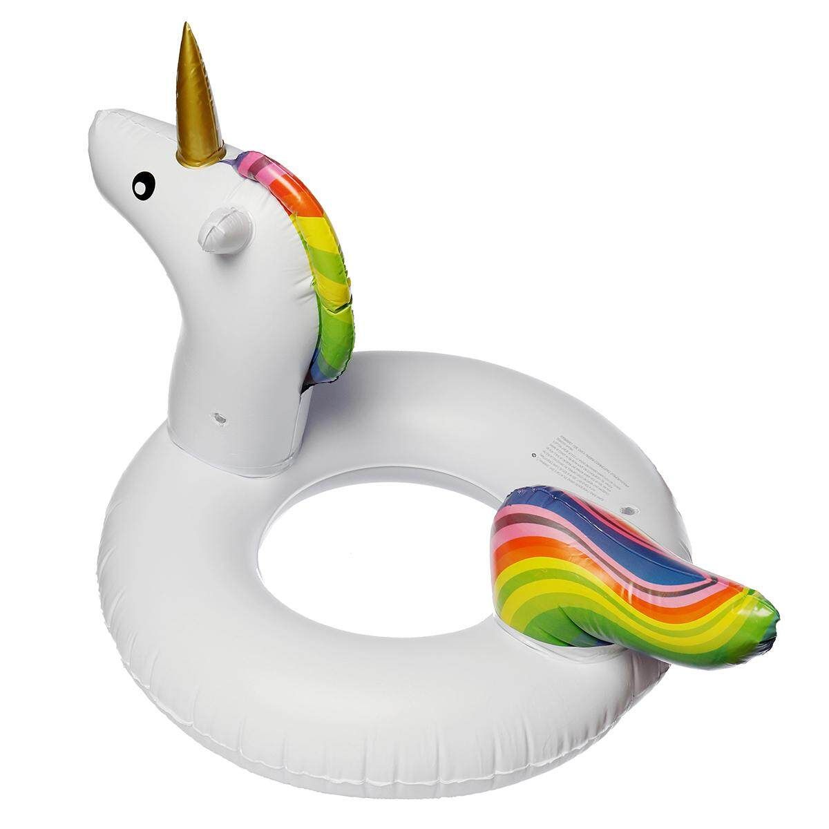 311878462178 Inflatable Flamingo Unicorn Swim Ring Float Raft Seat Swimming Pool (White) White