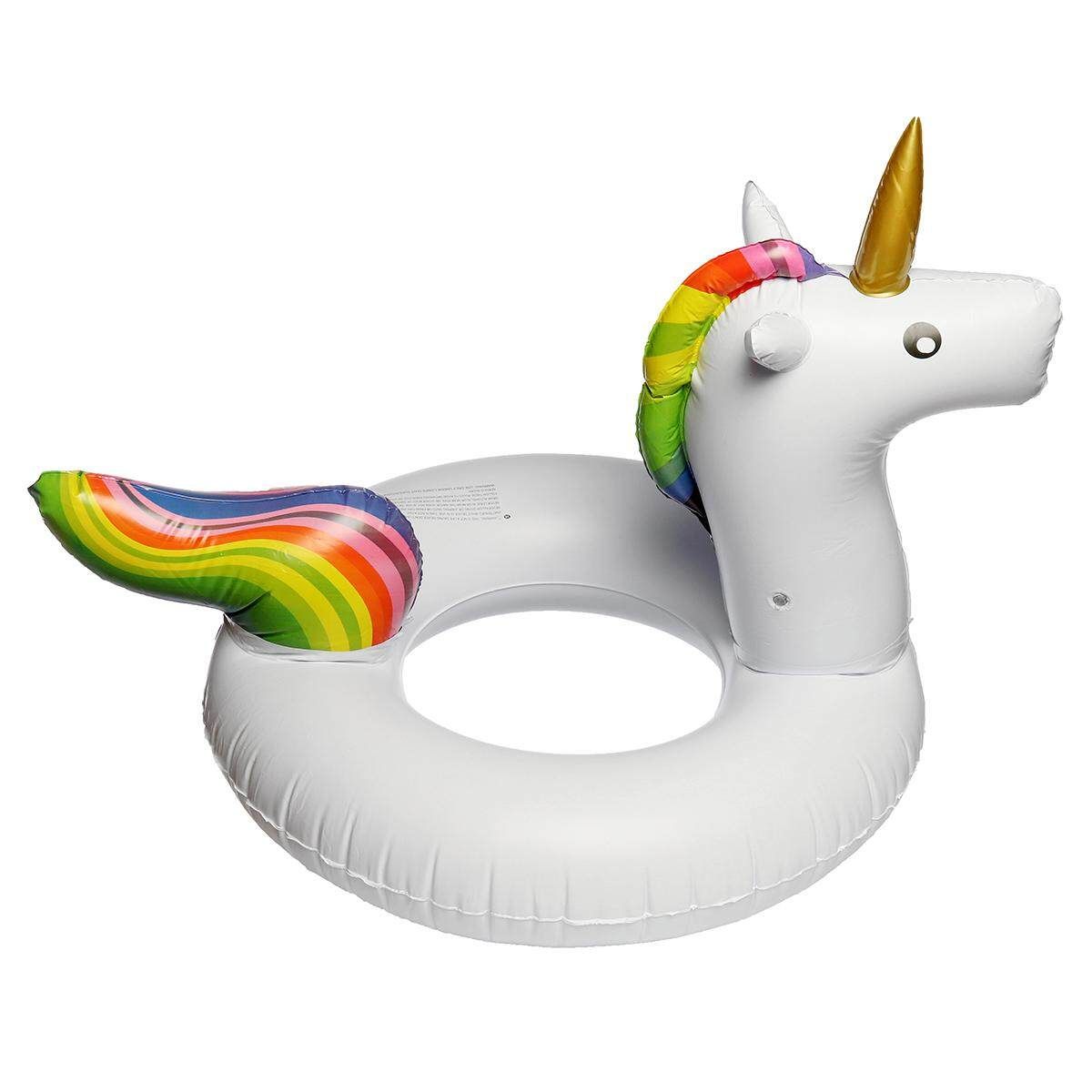 311878462178 Inflatable Flamingo Unicorn Swim Ring Float Raft Seat Swimming Pool (White) White