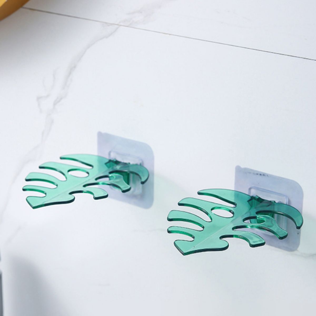 Coat Hooks Wall-mounted Self-adhesive Bathroom Hooks Green