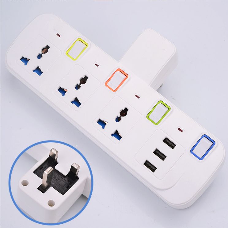 3 Ways Electrical SOCKET Extention Box With 3 USB Port