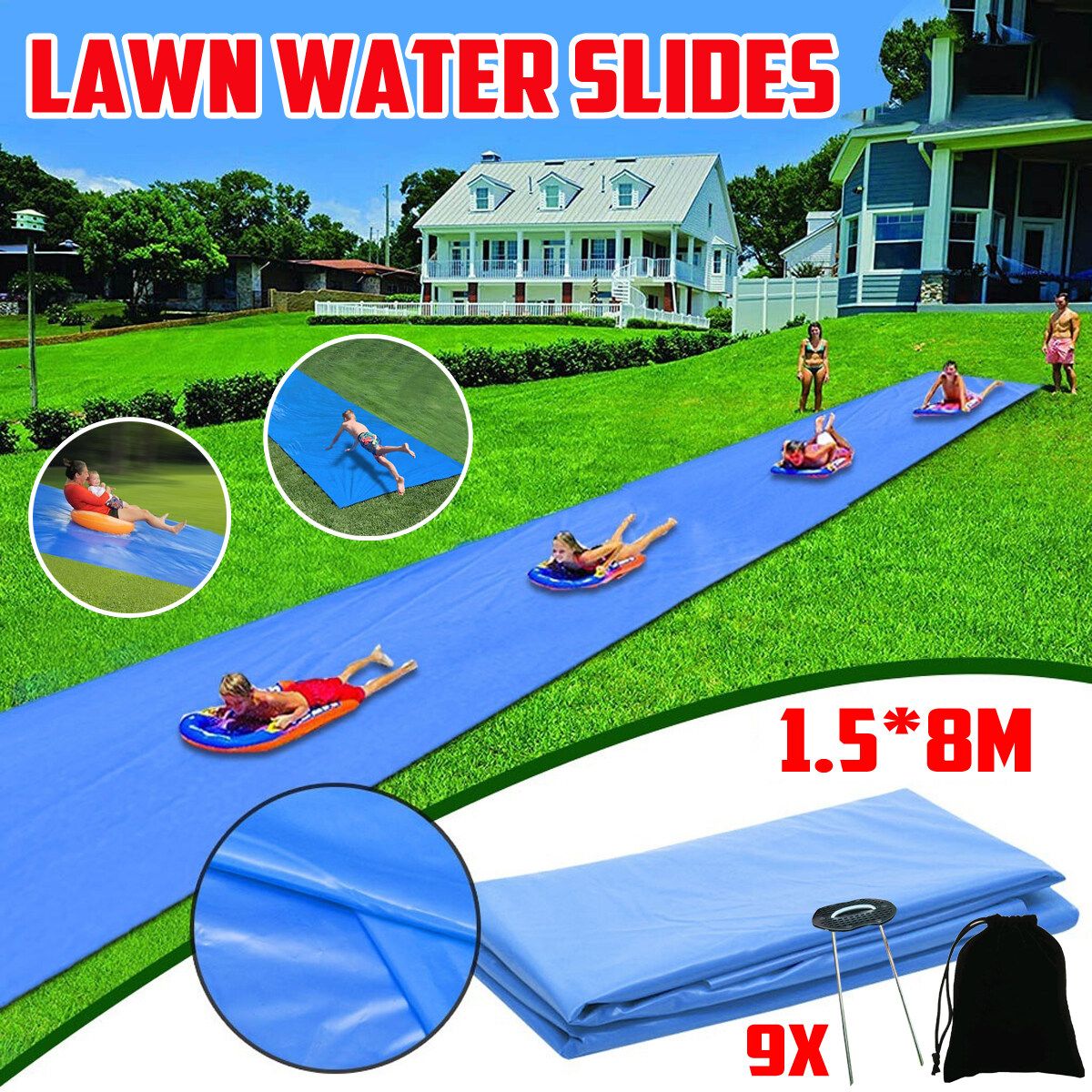 150*800CM Children Water Slide Lawn Slide Water Toy High Toughness High Slip
