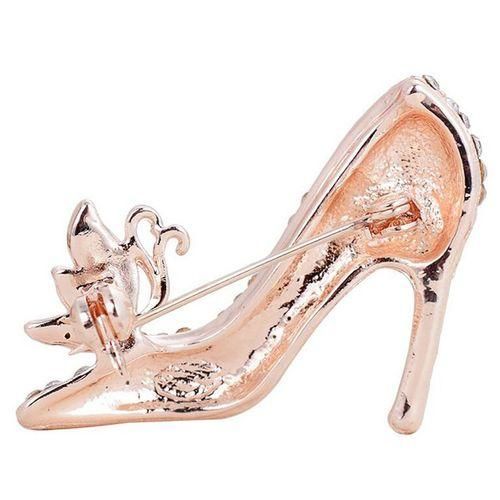 1X High-Heeled Shoes Brooch Pin Rhinestone Covered Scarves