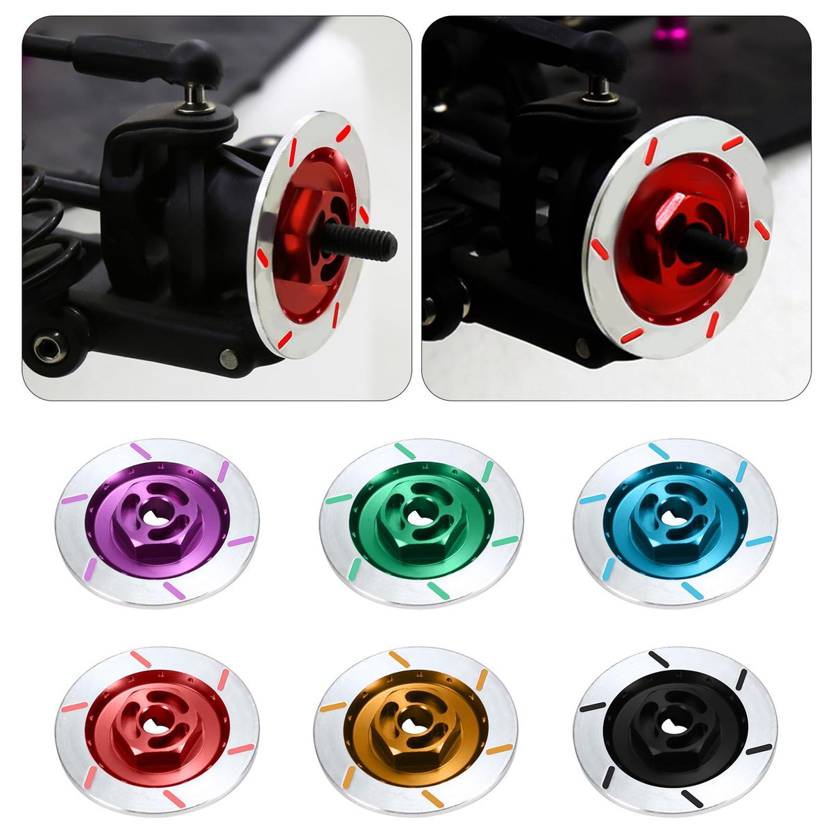 4PCS Simulation Aluminium Alloy Brake Plate Brake Discs 12mm Wheel Hex Compatible with Traxxas HSP 94123 94122 D4 CS 1/10 RC Car