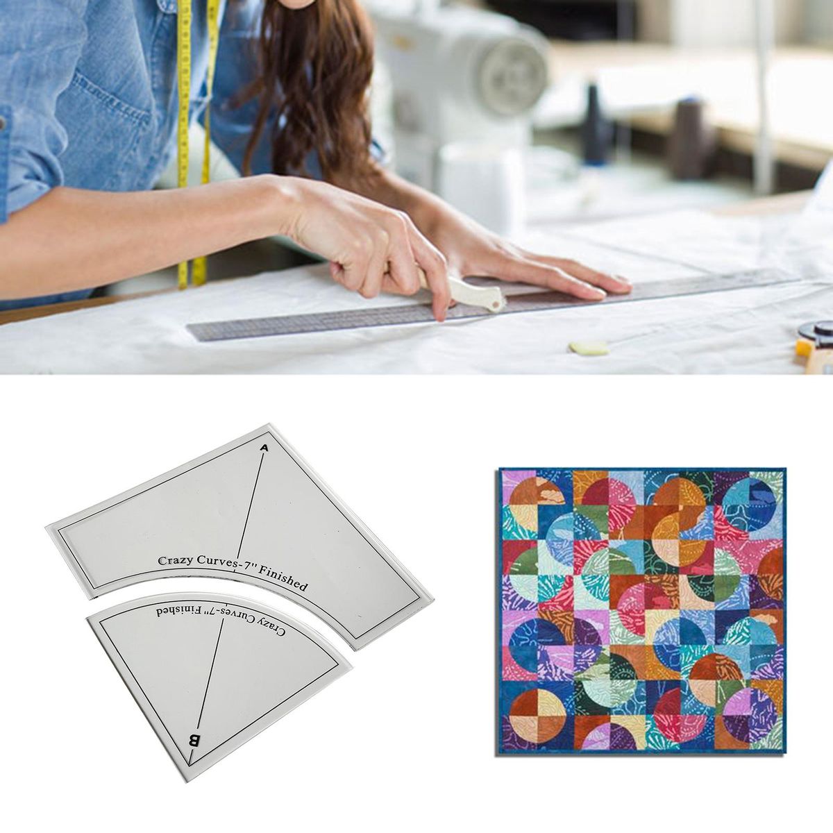 Acrylic Quilting Template DIY Tool Kit Quilt Stencil Ruler 7 Inch 2pcs