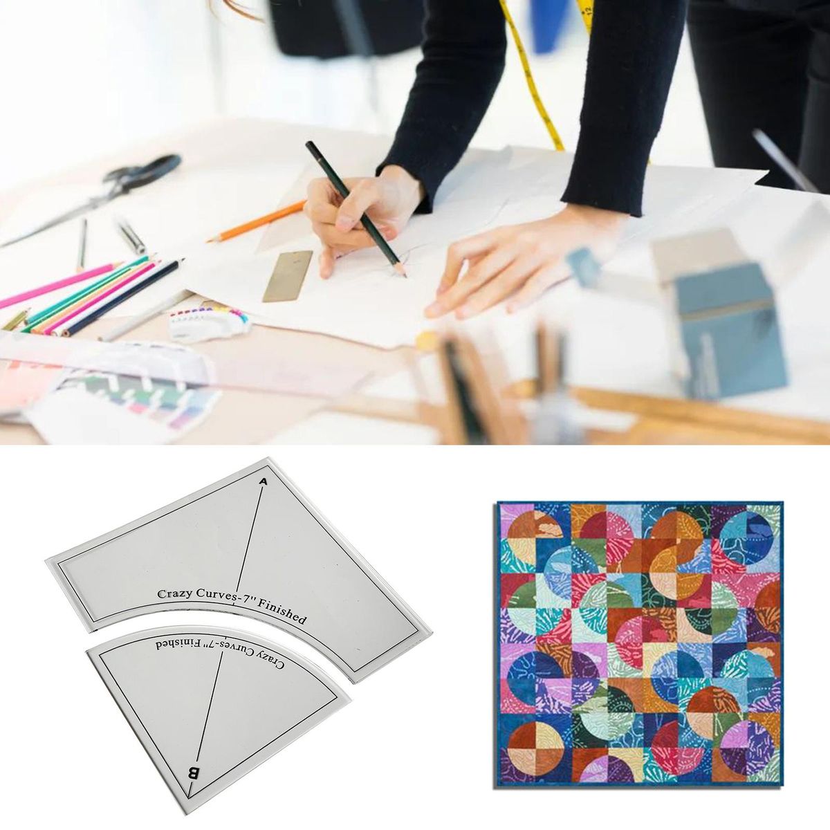 Acrylic Quilting Template DIY Tool Kit Quilt Stencil Ruler 7 Inch 2pcs
