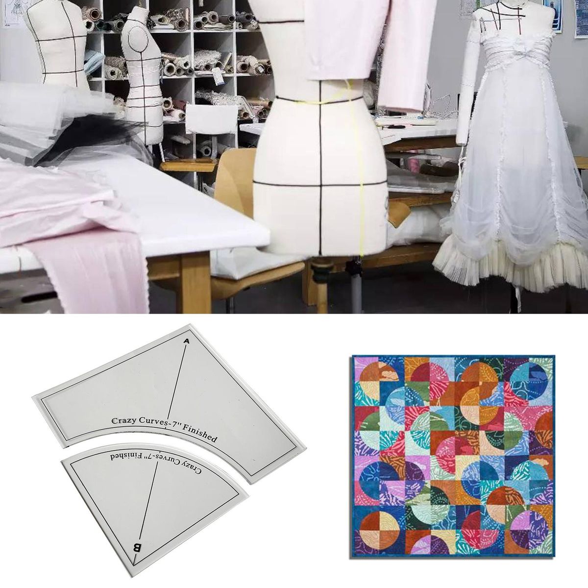 Acrylic Quilting Template DIY Tool Kit Quilt Stencil Ruler 7 Inch 2pcs