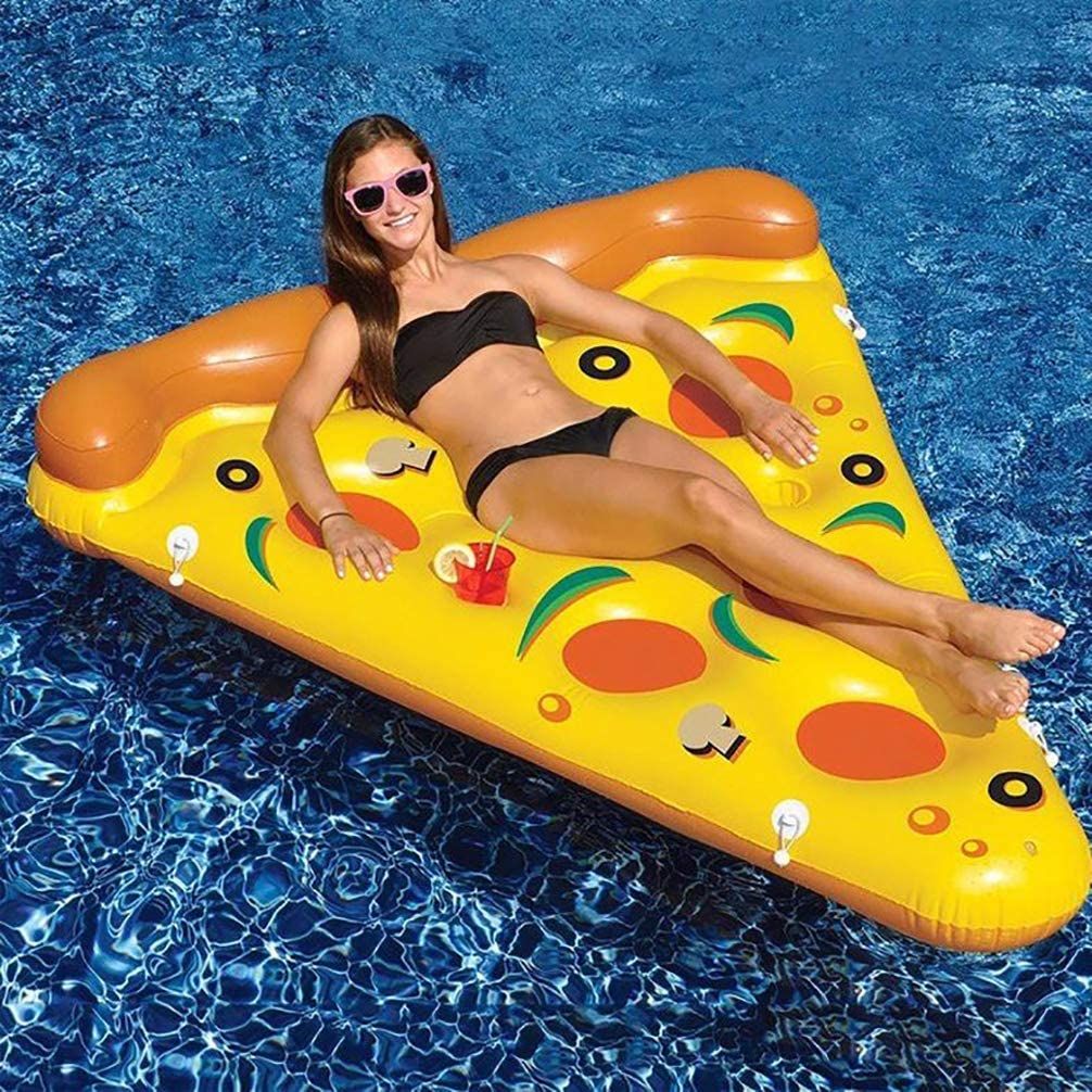 Inflable Pool Float,71''x59'',Giant Pizza Slice Pool Float Beach Floaty Party Toys