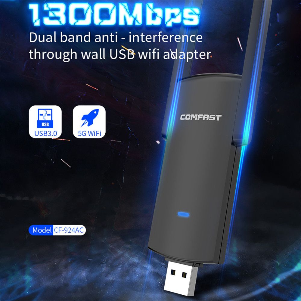 5GHZ 2.4Ghz 1300Mbps USB3.0 Wifi Adapter Dual Band For PC