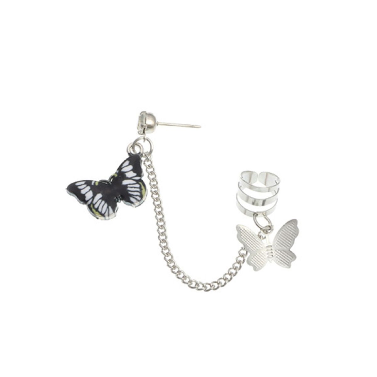 1Pc Punk Earring Dainty Durable Butterfly Shape Punk Long Chain Earring Jewelry Accessories-Blue