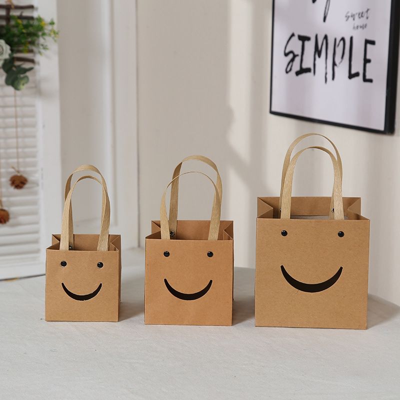 510pcs Hand-Held Small Gift Bags Square Kraft Paper Bag For