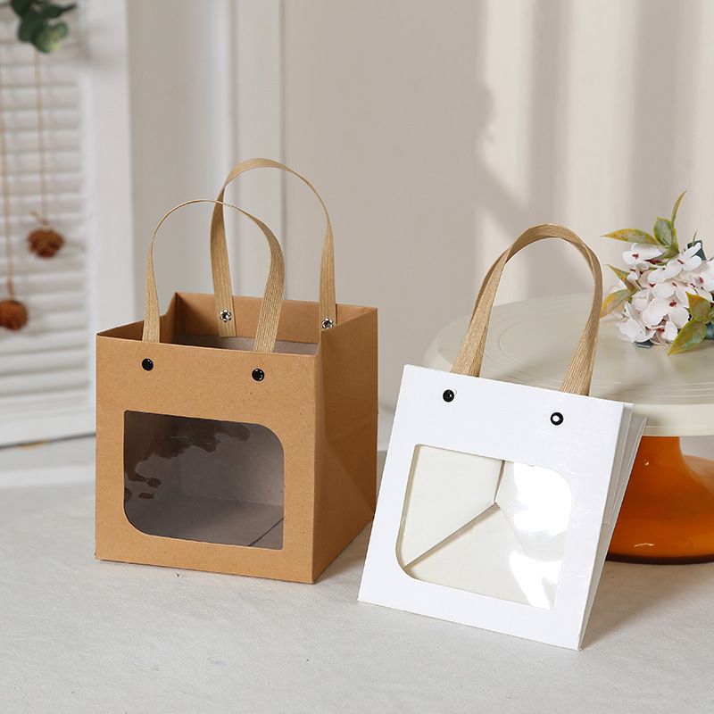 510pcs Hand-Held Small Gift Bags Square Kraft Paper Bag For