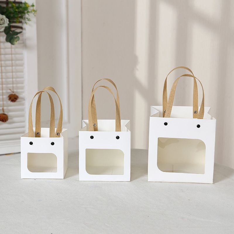 510pcs Hand-Held Small Gift Bags Square Kraft Paper Bag For