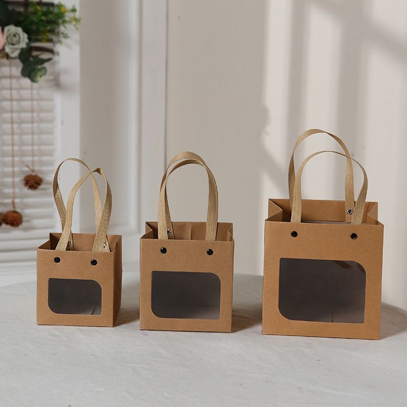 510pcs Hand-Held Small Gift Bags Square Kraft Paper Bag For