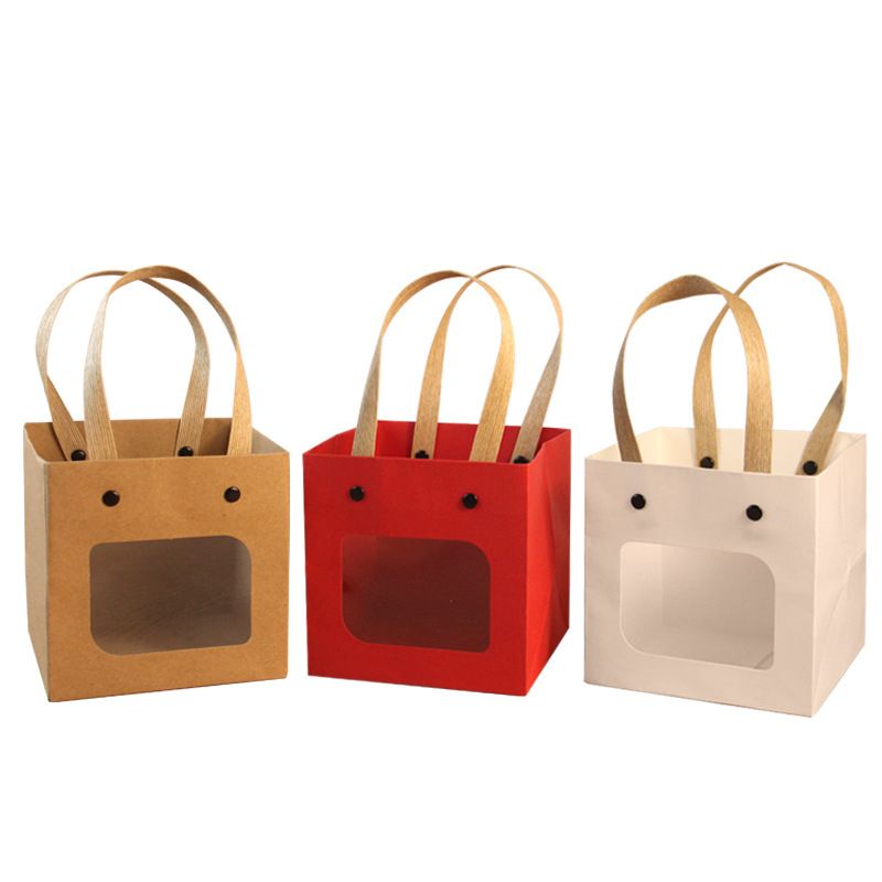 510pcs Hand-Held Small Gift Bags Square Kraft Paper Bag For
