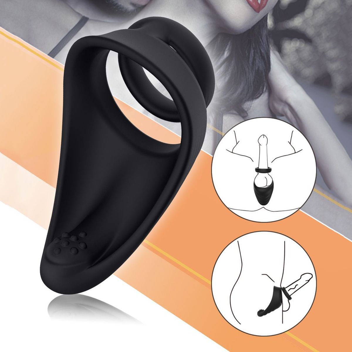 Silicone Phallus Dual Ring Lock Rings Set Sexual Stimulation