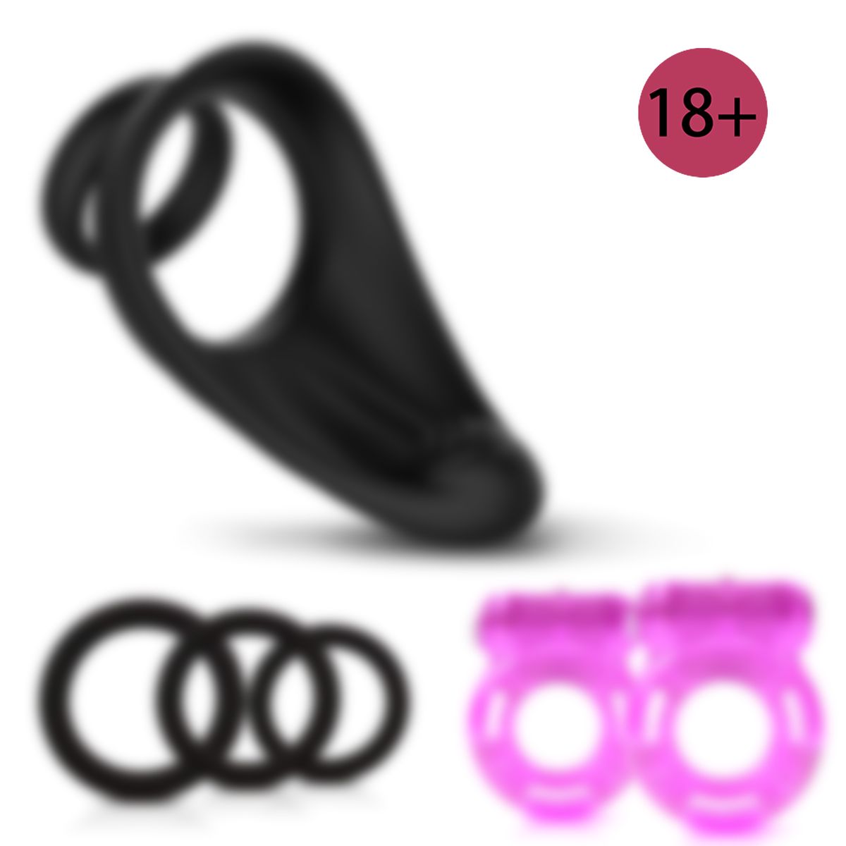 Silicone Phallus Dual Ring Lock Rings Set Sexual Stimulation