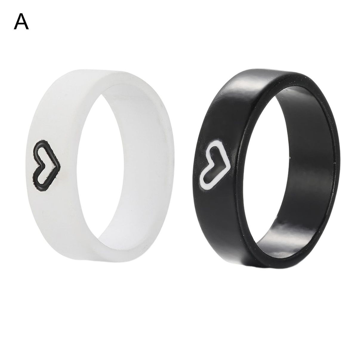 1 Pair Couple Rings Lover Heart-shaped Finger Rings