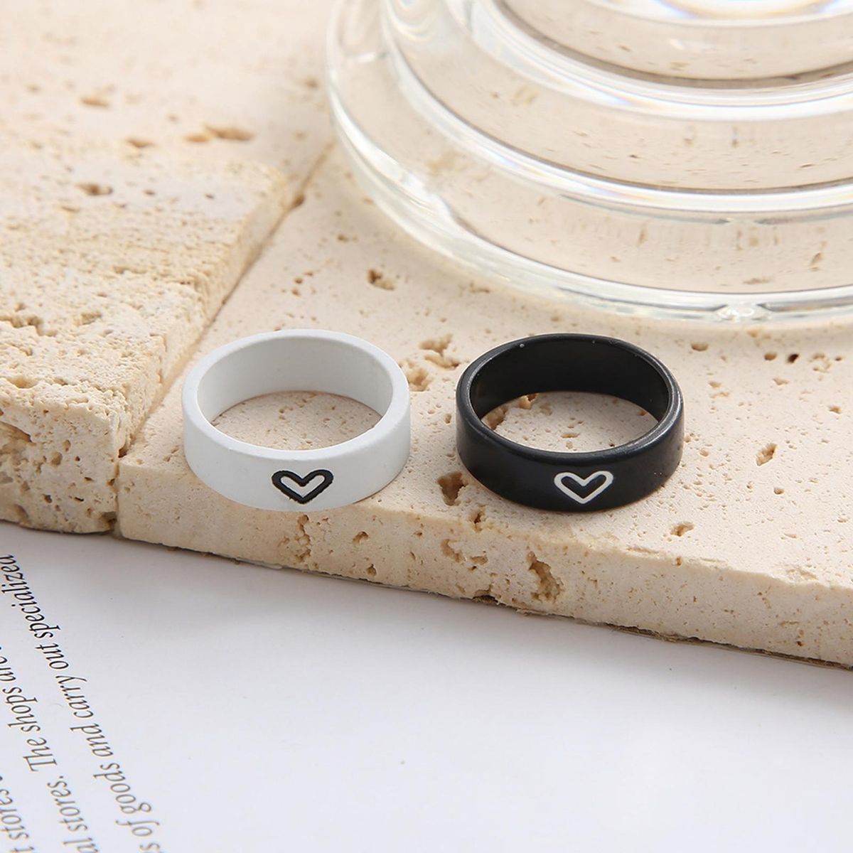 1 Pair Couple Rings Lover Heart-shaped Finger Rings