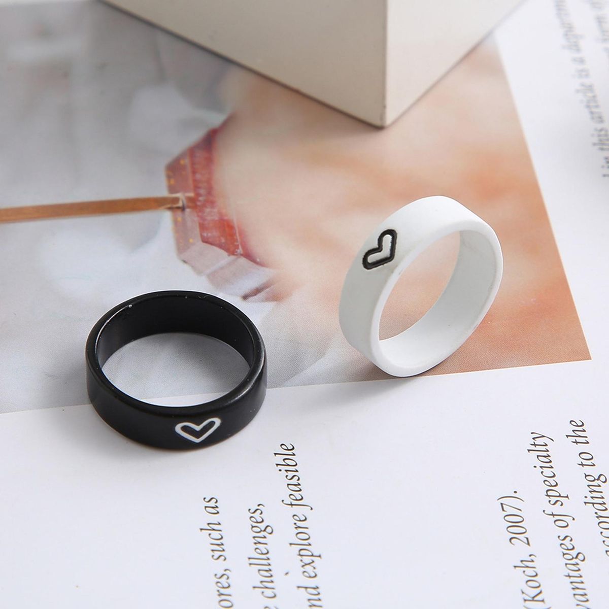 1 Pair Couple Rings Lover Heart-shaped Finger Rings