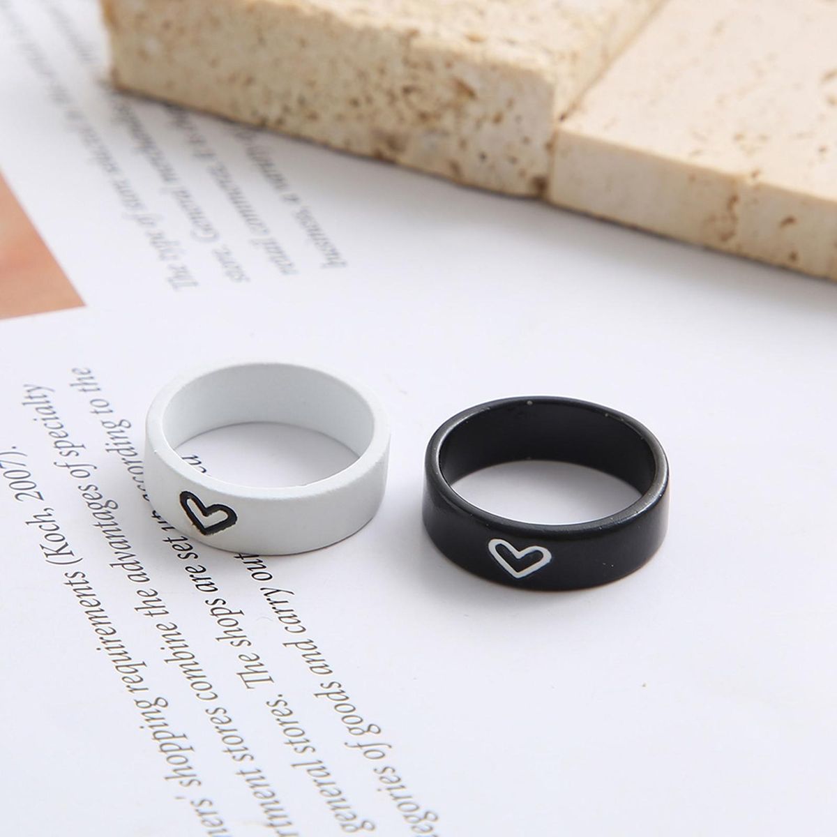 1 Pair Couple Rings Lover Heart-shaped Finger Rings
