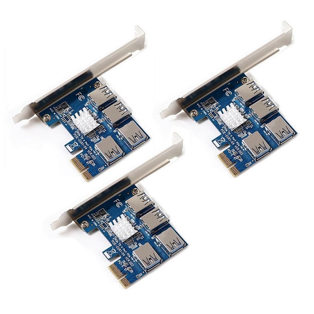 3 Pcs PCI-E to USB Adapter 4-Port PCI-E X1 to USB 3.0 Riser Card Extender Board Mining Accessory