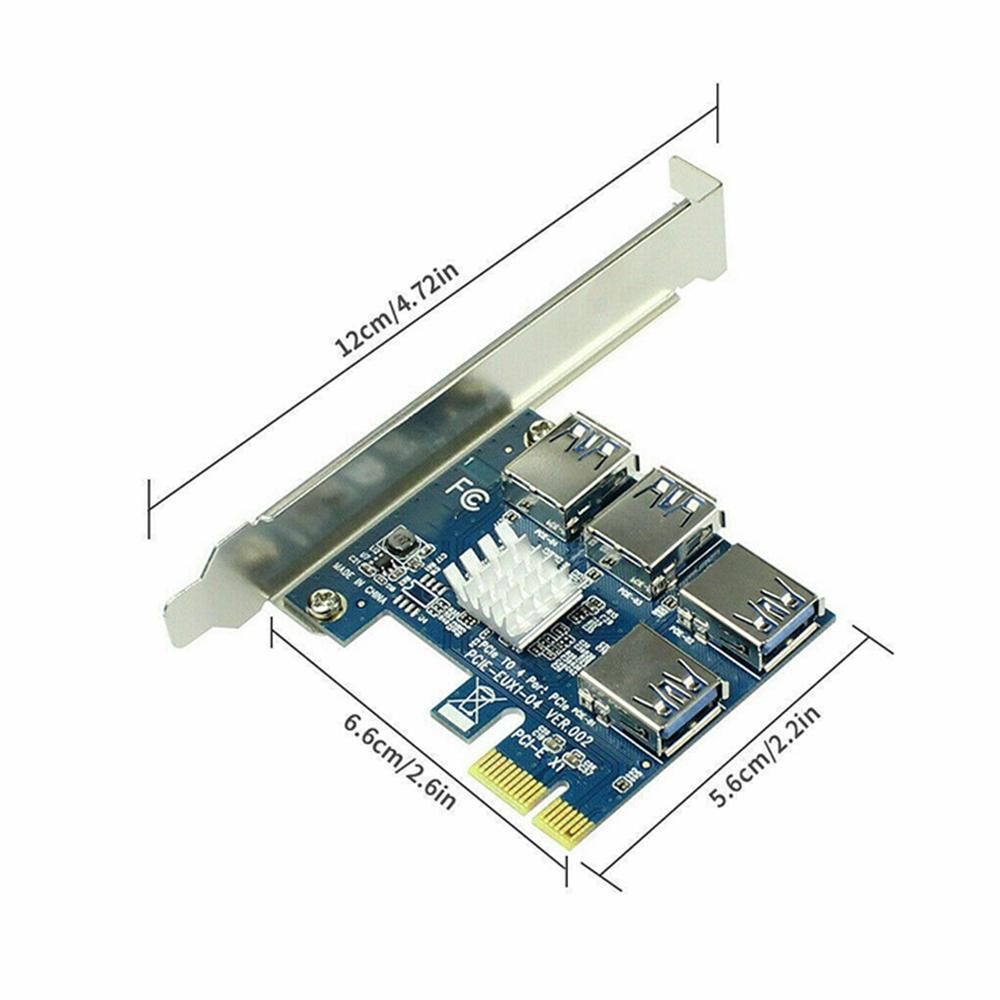 3 Pcs PCI-E to USB Adapter 4-Port PCI-E X1 to USB 3.0 Riser Card Extender Board Mining Accessory