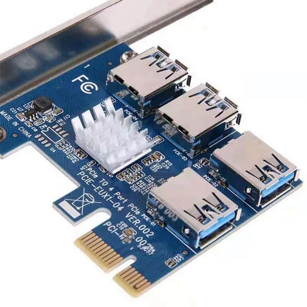 3 Pcs PCI-E to USB Adapter 4-Port PCI-E X1 to USB 3.0 Riser Card Extender Board Mining Accessory