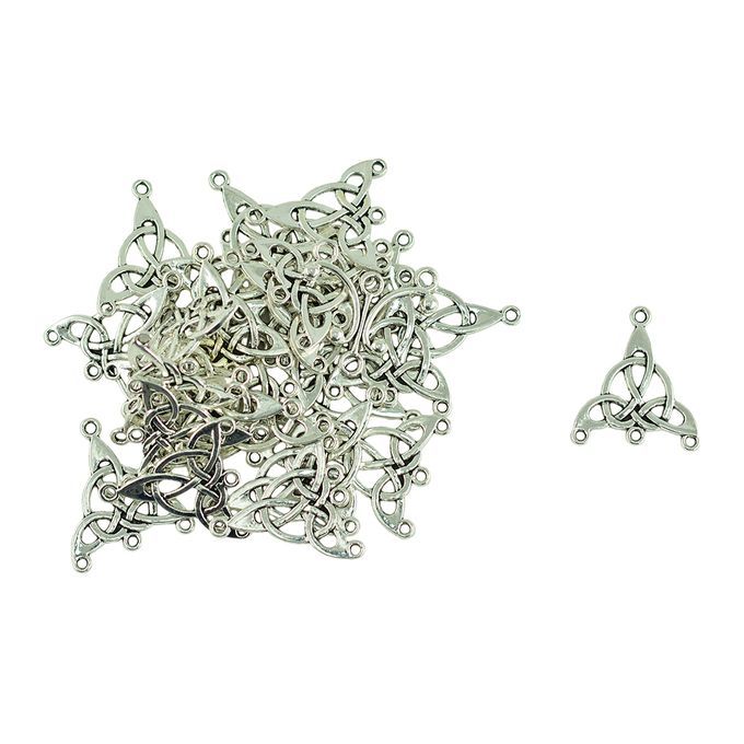 30Pcs Tibetan Silver Triangle Celtic Knot Charm Pendant Connectors DIY