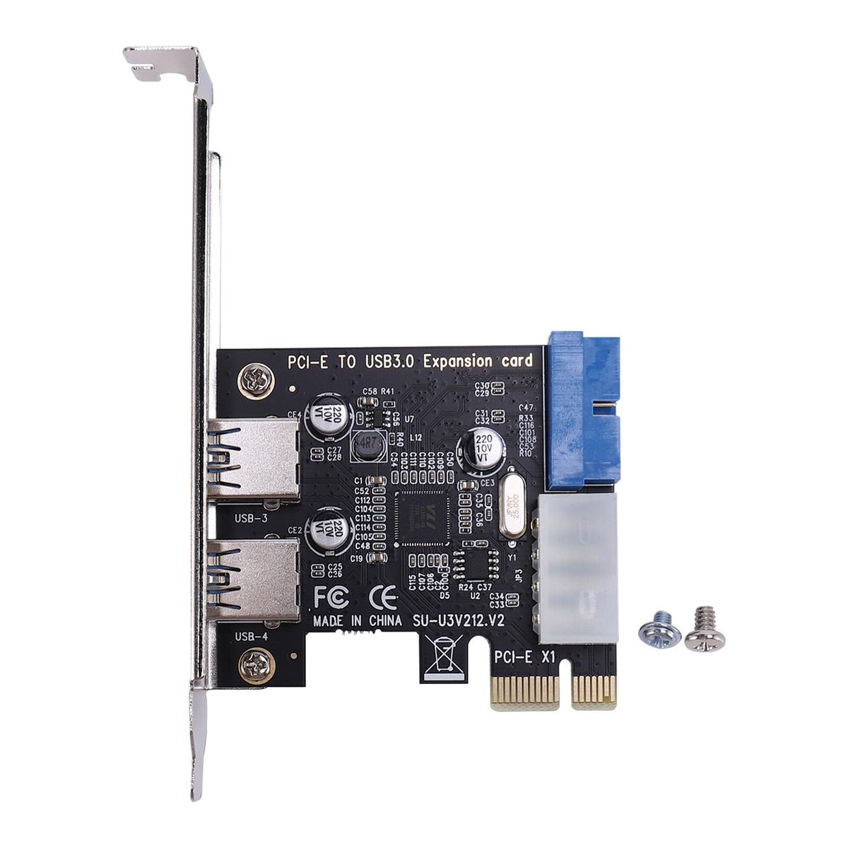 Usb 3.0 Pci-E Expansion Card Adapter External 2 Port Usb3.0 Hub Internal 19Pin Header Pci-E Card 4Pin Ide Power Connector
