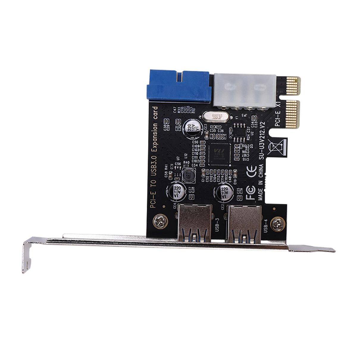 Usb 3.0 Pci-E Expansion Card Adapter External 2 Port Usb3.0 Hub Internal 19Pin Header Pci-E Card 4Pin Ide Power Connector