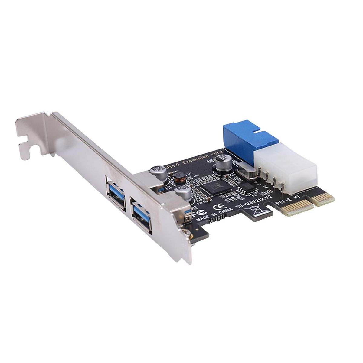 Usb 3.0 Pci-E Expansion Card Adapter External 2 Port Usb3.0 Hub Internal 19Pin Header Pci-E Card 4Pin Ide Power Connector