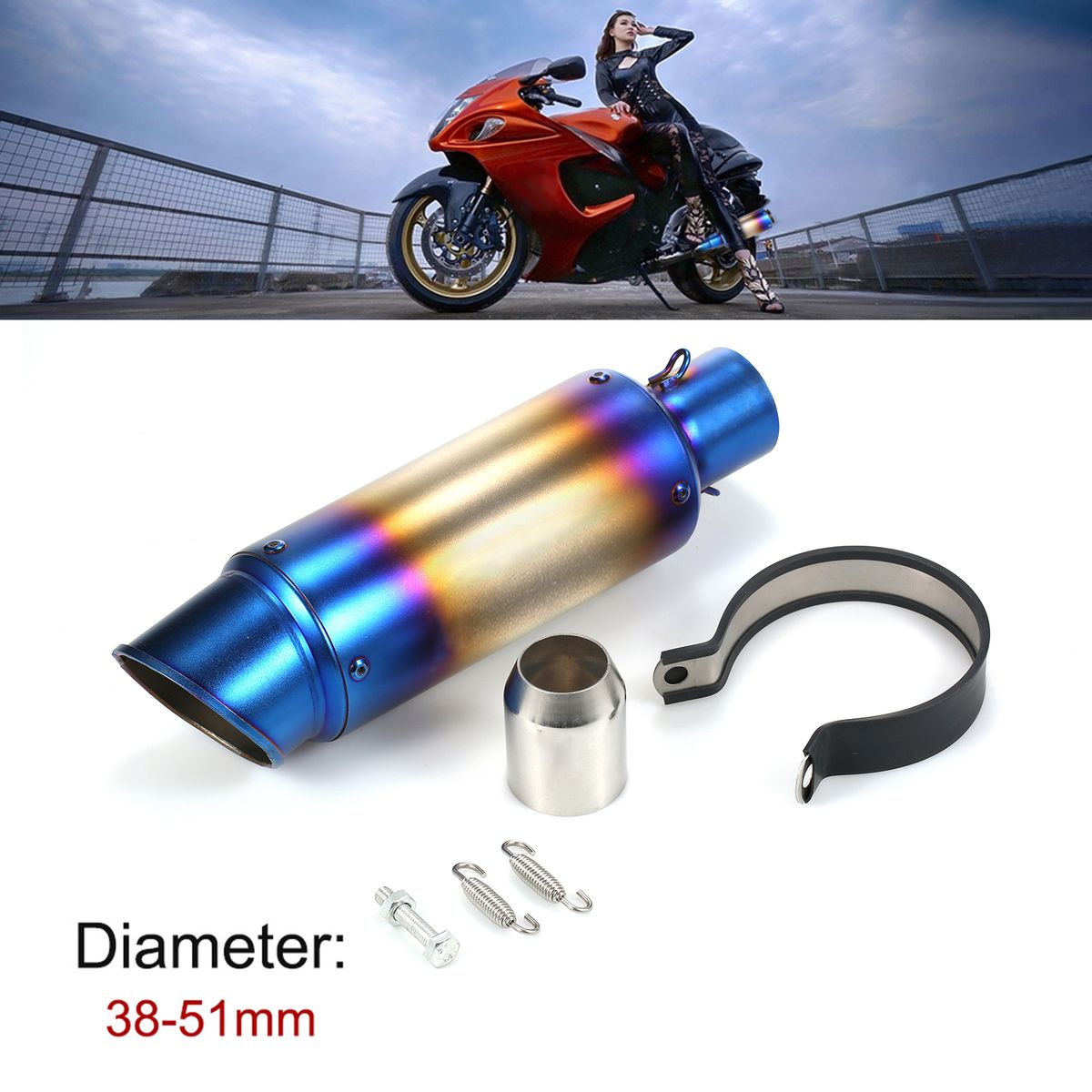 38-51Mm Universal Motorcycle Exhaust Pipe Tail Refit
