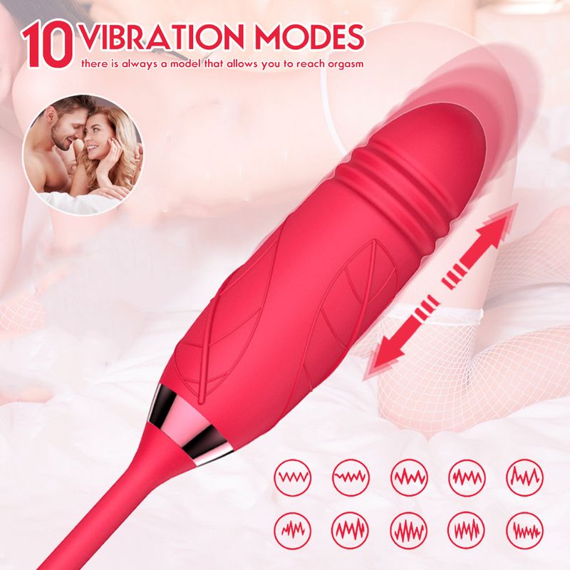 2-n1 Automatic Telescopic Rose Vibrator Sex  Toy