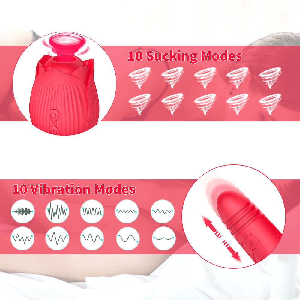 2-n1 Automatic Telescopic Rose Vibrator Sex  Toy